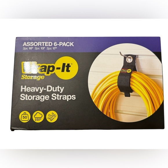 Wrap It Storage Heavy Duty Storage Straps Assorted 6 Pack Velcro Easy Organize - Picture 1 of 7